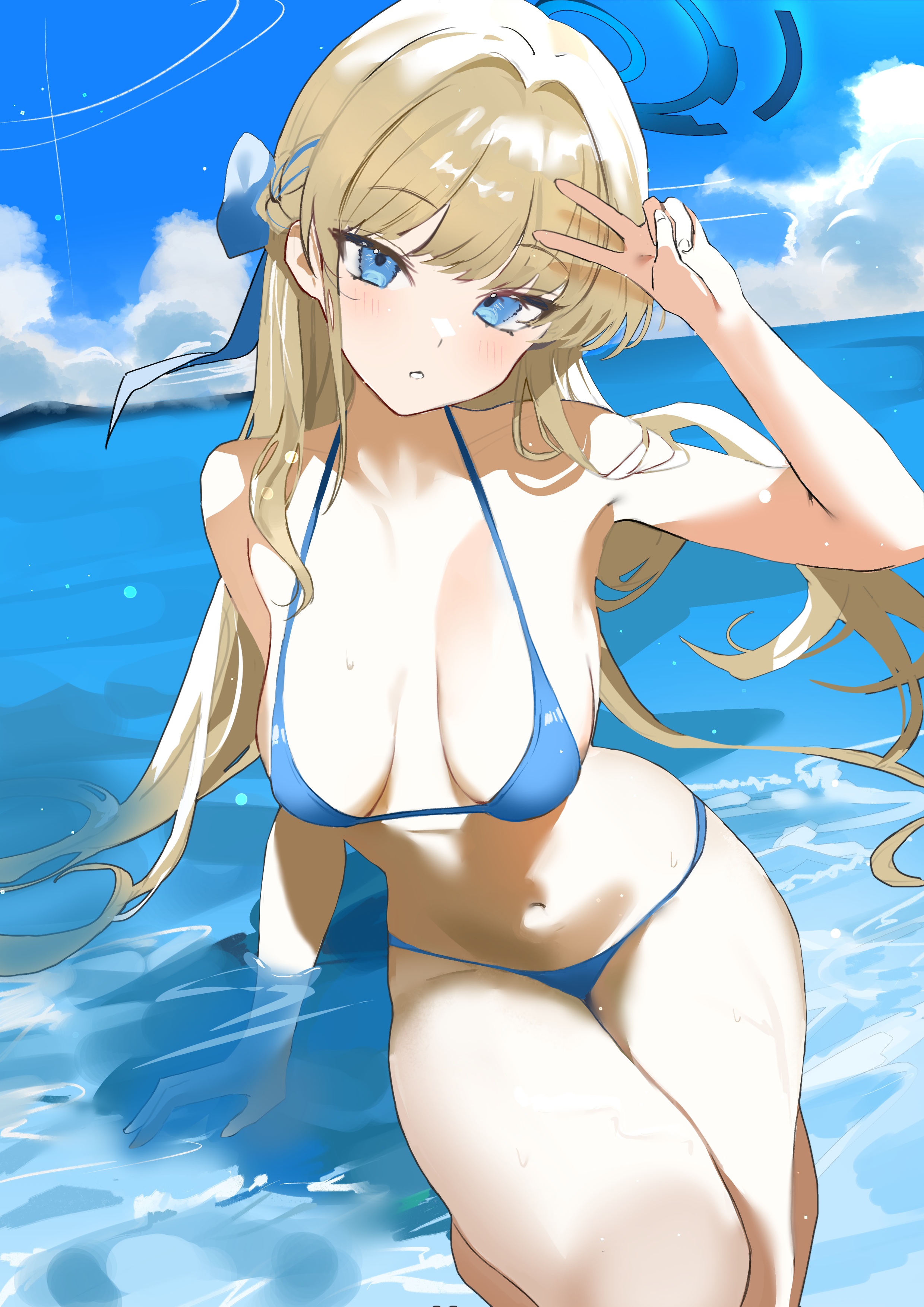 R Aeel Blue Archive Asuma Toki Bikini Halo Swimsuits Wet